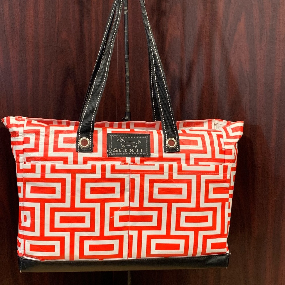 Scout Red and White Patterned Tote
